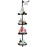 Corner Shower Caddy with Tension Pole 4-Tier Adjustable Shelves Bathroom Storage Organizer with Rubber Pad,101.6 - 122 Inch H