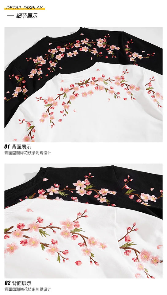 Floral Embroidery Unisex Pullovers Sweatshirt For Men Loose Fit Autumn Quality Cotton Fashion Casual Oversized Luxury Pull Homme