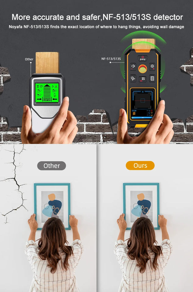 Noyafa Nf-513S Metal Detector Wire Finder for Detecting Underground Cables Cable Metal AC Wood in Walls Cable Tracker Tools