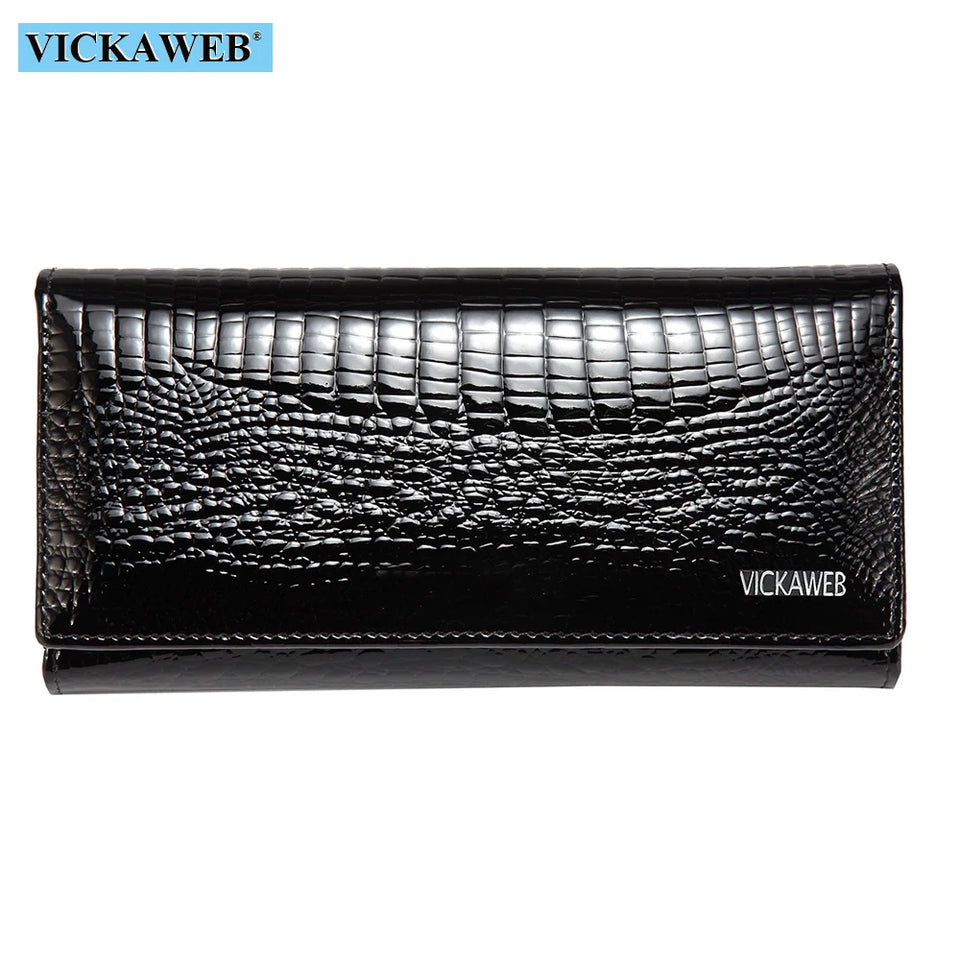 New Women Magnetic Hasp Wallet Genuine Leather Coin Purse Ladies Long Fashion Female Card Hold Money Bag AE501-1