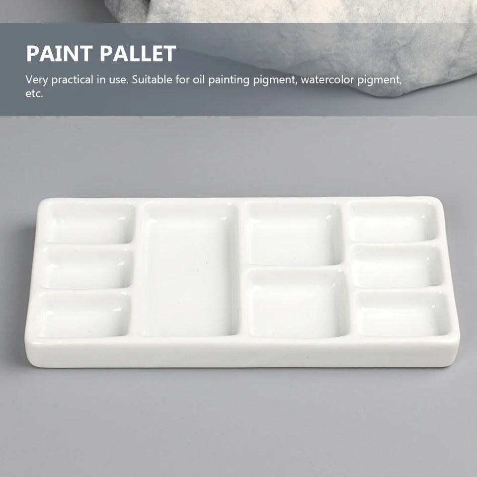 Ceramic Rectangular Paint Pallet White Durable Pigment Tray for Oil Watercolor Painting Artist Supplies Color Mixing Plate