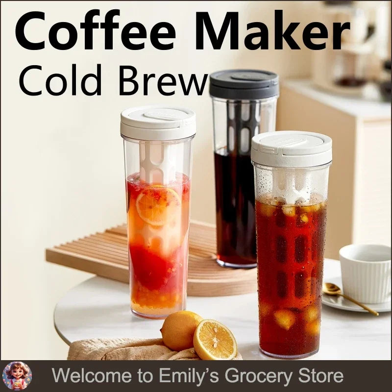 1L cold brew coffee maker manual cold water coffee maker and high capacity water bottle summer portable juice tea coffee kettle