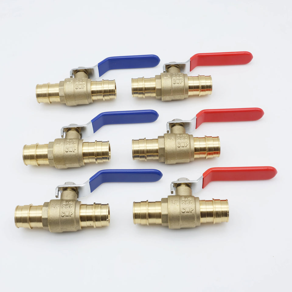 KING SMART 3/4" PEX A/F1960 PEX Ball Valve; CUPC NSF Lead Free Certified; for Hot and Cold Water; 1/4 Turn; 6 Pcs; 80283