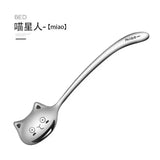 Funny Cat Spoons Cute Cartoon Meow Teaspoons for Coffee Dessert Cake Long Tail Spoon Birthday Gift Kitchen Tableware Accessories