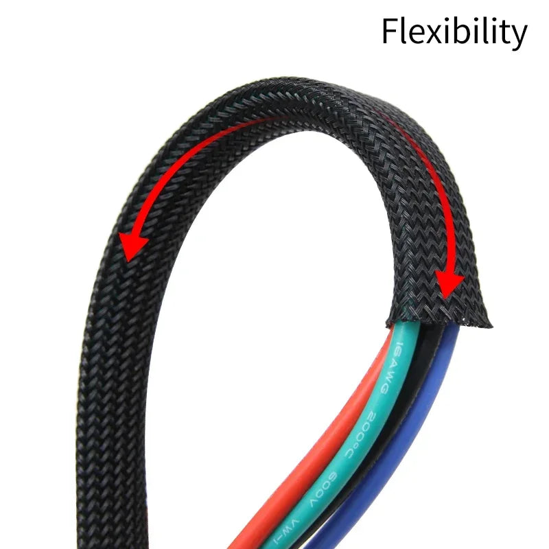 1~50M PET Expandable Cable Sleeve 4mm Tight Braided High Density Hardness Insulate Line Protect Sleeving Wire Wrap Gland Sheath