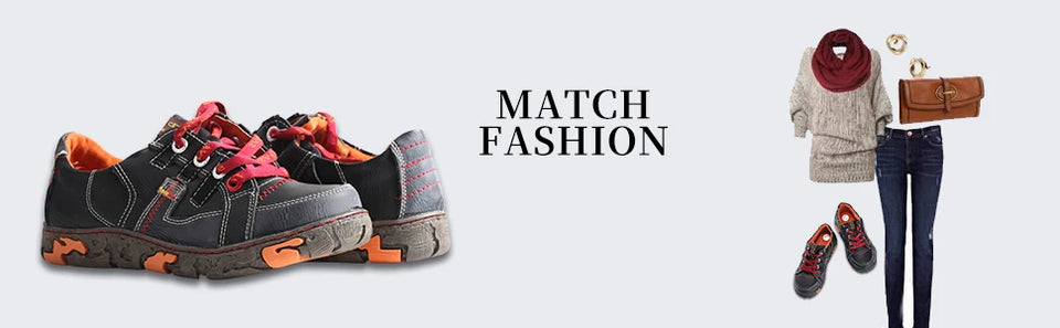 Genuine Leather Women's Flat Sneaker Shoes for Outdoor