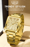 LIGE Fashion Business Watch Men Square Sport Waterproof Watches For Men Top Brand Luxury Military Quartz Chronograph Wristwatch