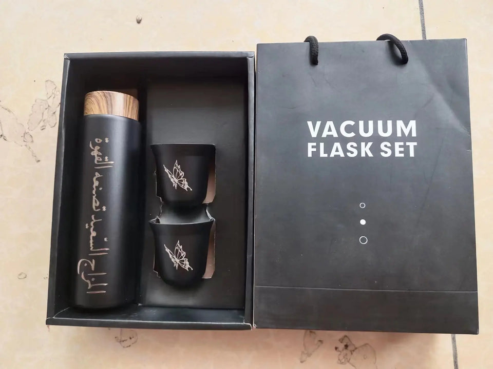 400ML Thermos +80ml Mug Customiszed  the Name in Arabic Script Tea Set  for Party  Birthday Wedding