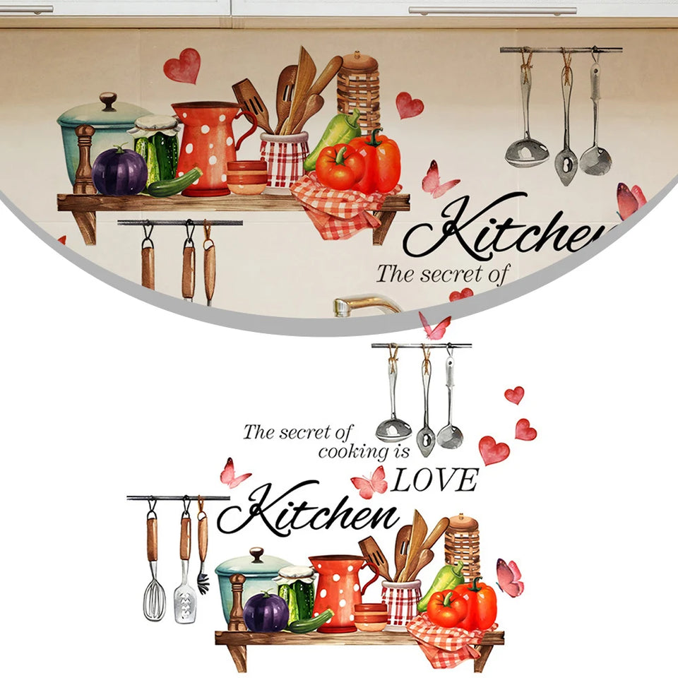 Restaurant Title Kitchen Wall Stickers Fun Design Cook Utensils Home Decoration Restaurant Description Features