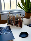 67-Slot Premium Wooden Brush Holder - Durable Artist Desk Organizer, Pencil & Paint Brushes Storage, Elegant Art & Craft Supplies