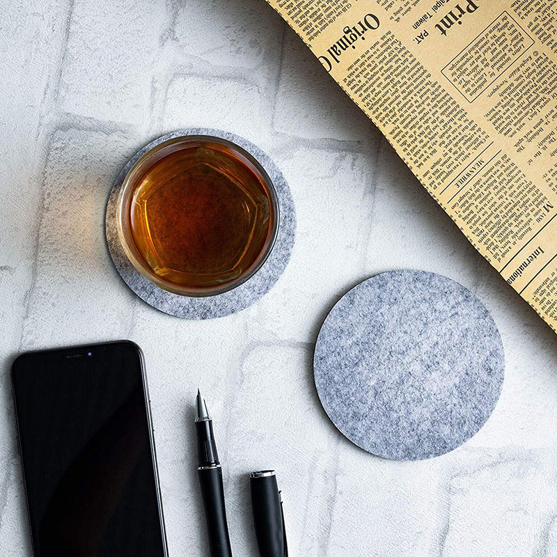 10pcs Round Felt Coaster Dining Table Protector Pad Heat Resistant Cup Mat Coffee Tea Hot Drink Mug Placemat Kitchen Accessories