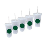 5Pcs Tumbler with Straw Plastic Coffee Cup BPA Free Creative Straw Cup With Logo Change Color Water Bottle 710ml Coffee Tumblers