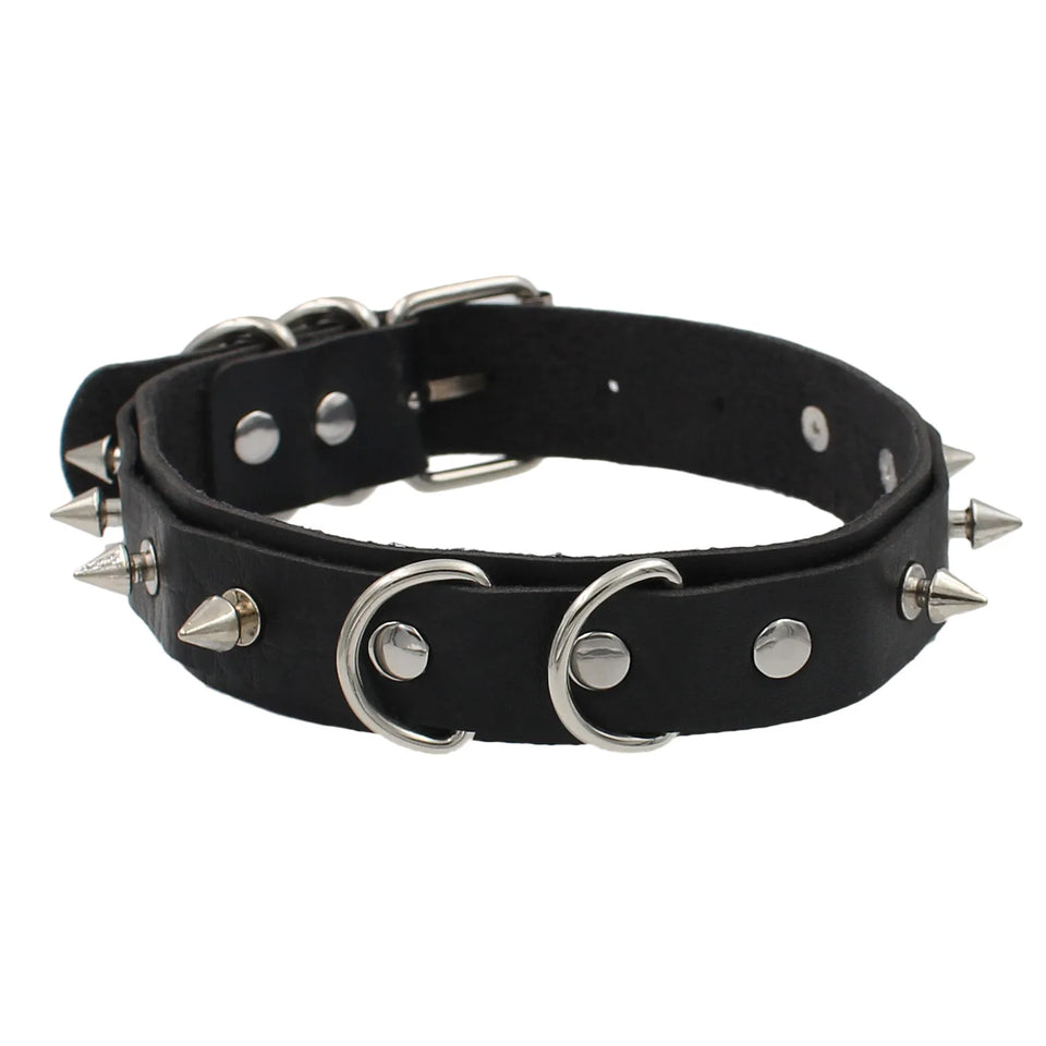 Woman Black Punk Choker Collar Necklace Sexy PU Leather Heart Lock Key Spike Chocker Gothic Cosplay Accessories Party Jewelry