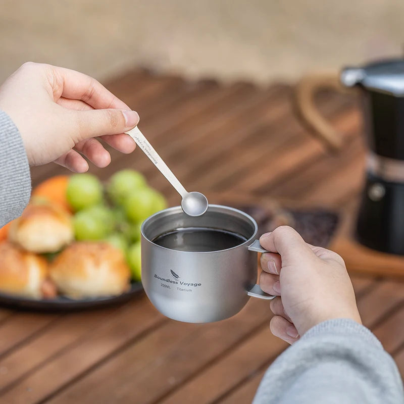 Boundless Voyage Titanium Double Wall Mug Metal Coffee Tea Cup Mini Espresso Cup Ultralight Durable Portable Drinkware Ti3086D