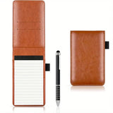 A7 Pocket Notebook with Pen - Portable Faux Cover, Replaceable Pages (Refillable), Compact Journal for Notes, Meetings, Travel