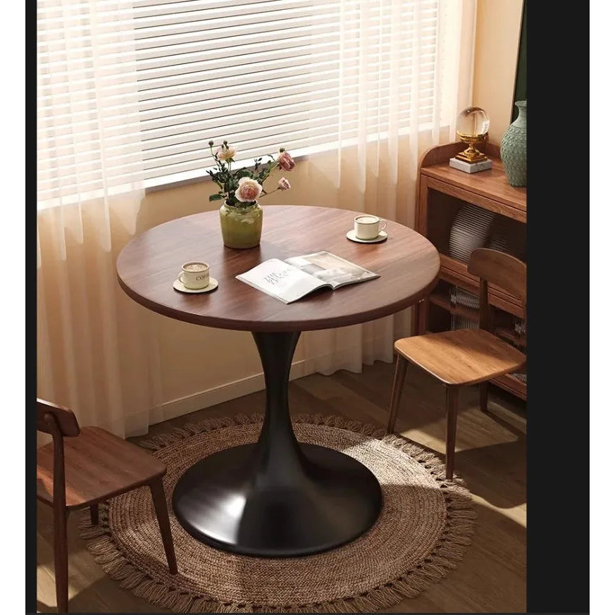Solid Wood Small Round Table Coffee Table for Living Room Home Use Small Apartment Tulip Negotiation Table Dining Table Coffee T