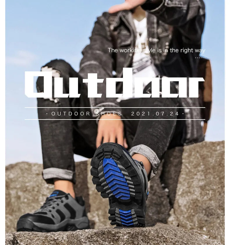 Spring Casual Shoes Men Breathable Comfortable Lace Up Walking Shoes Autumn Classic Outdoor Sneakers Thick-Soled Hiking Shoes