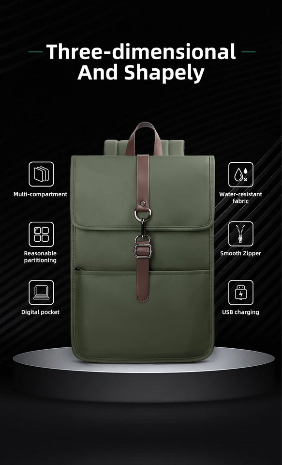 HK Men's Fashion 15.6" Laptop Backpack Waterproof Work Backpacks Teenage Student Charging Travel Shoulder Bag Women's Backpack