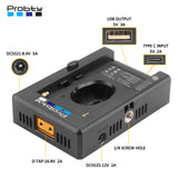 NP-F Battery Charger Battery Adapter Plate with DC12V DC8V USB-A Output Cold Shoe Adapter 1/4 Inch Screw Hole