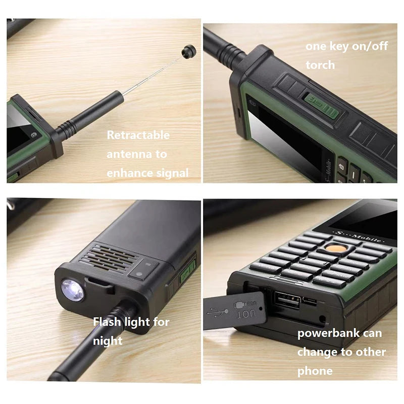 Durable Rugged Outdoor Mobile Phone Big Power Long Standby Antenna Good Signal 4 Four Sim 3D Speaker Ebook Whatsapp Torch Cheap