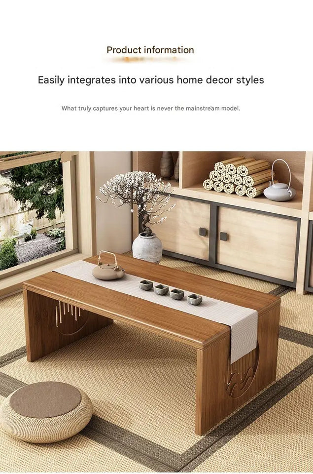 Japanese Style Pure Bamboo Foldable Coffee Table Real Wood Tatami Low Sitting Floor Mat Small Tea Table Window Seat Table