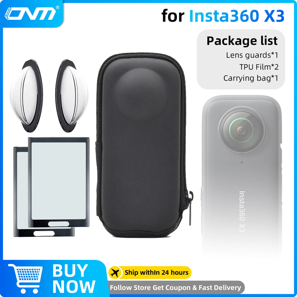 Accessories Set for Insta360 X3 X4 X5 Lens Guard Screen Protector Storage Bag Silicone Case Lens Cap Protective Frame Insta 360