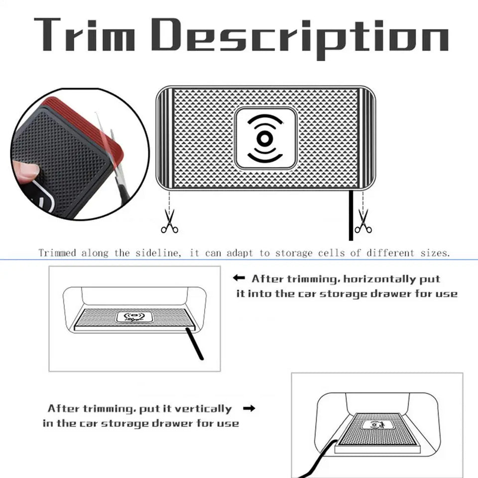 Wireless Phone Charger Wireless Car Charger Pad For Car 39 Inch Cable Automatic Sensing Non-Slip Charging Mat For Phone Vehicle