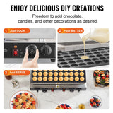 SucceBuy 50Pcs Mini Dutch Pancake Maker Dorayaki Baker Machine Commercial Non-stick Waffle Maker Dual Temp & Time Control
