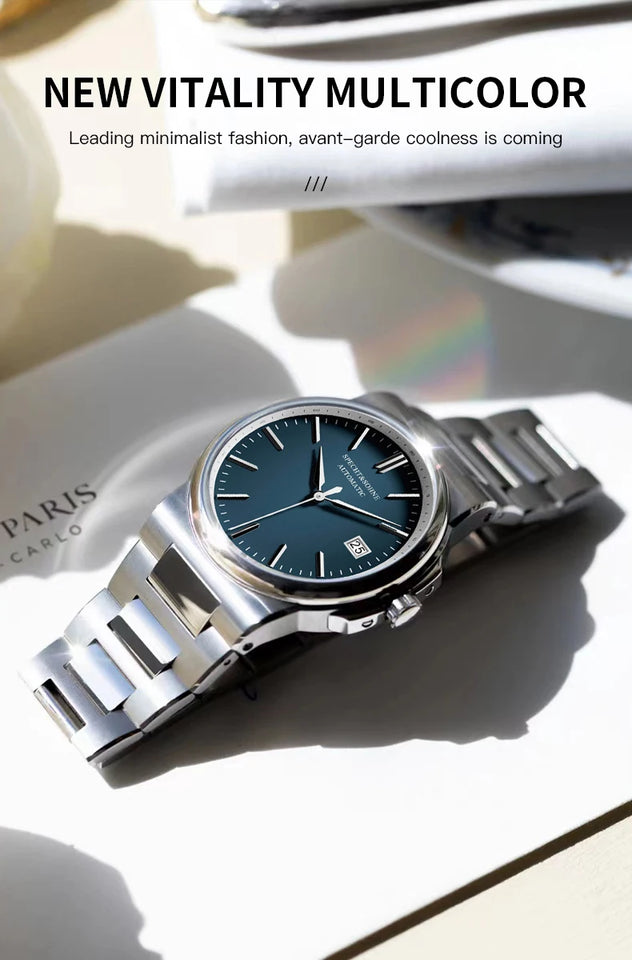 Specht&Sohne New Arrivals Blue Automatic Mechanical Watches For Men 38MM Stainless Steel Waterproof Classic Elegant Watch 50M