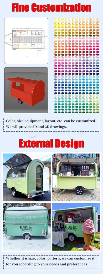 All Purpose Mobile Food Trailer for Sale Flexible Movement Design for BBQ Coffee Ice Cream Vending Complete Package