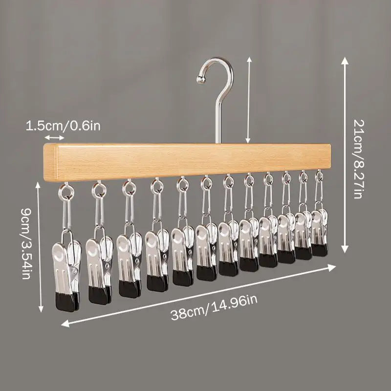 Closet Organizer With 10/12 Clips, Space Saving Hanging Closet Organizer, Space-Saving Hat Scarf Clothespins