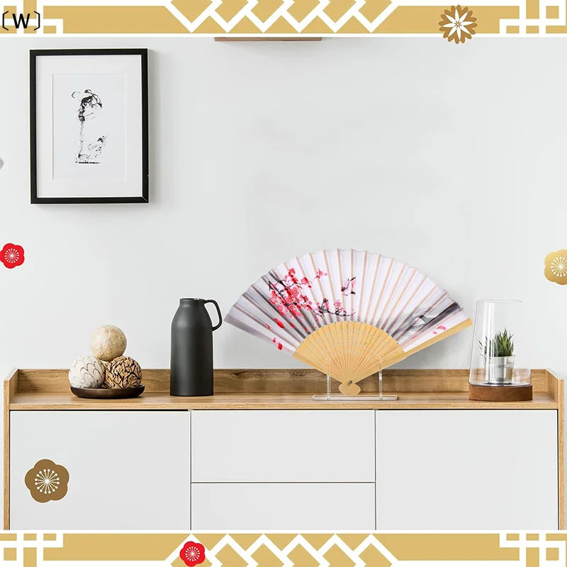 〔W〕1/2pcs Acrylic Fan Display Stands Foldable Fan Stand Holder Space-Saving Desk Organizer For Japanese & Chinese Hand Fans