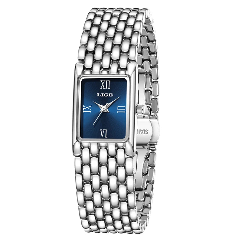 LIGE new 2025 women's watch quartz stainless steel strap women watches luxury casual waterproof retro fashion ladies watch reloj
