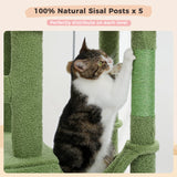Cactus Cat Tree Floor to Ceiling Cat Tower 7 Tiers Cat Climbing Tree with Cozy Hammocks and Condos 5 Platforms Scratching Posts
