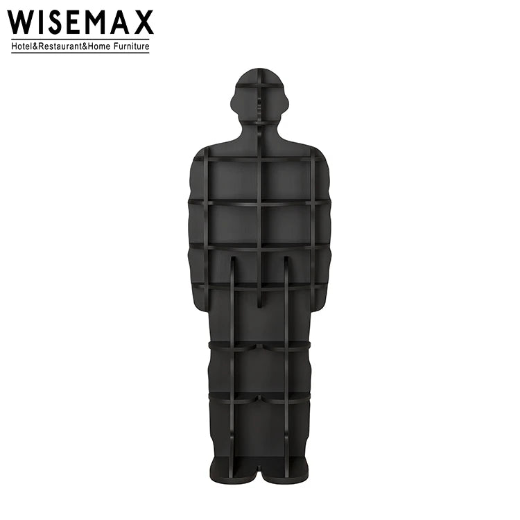Furniture Modern Living Room Furniture Storage Wooden Black Corner Decoration Standing Bookshelf Human Modeling