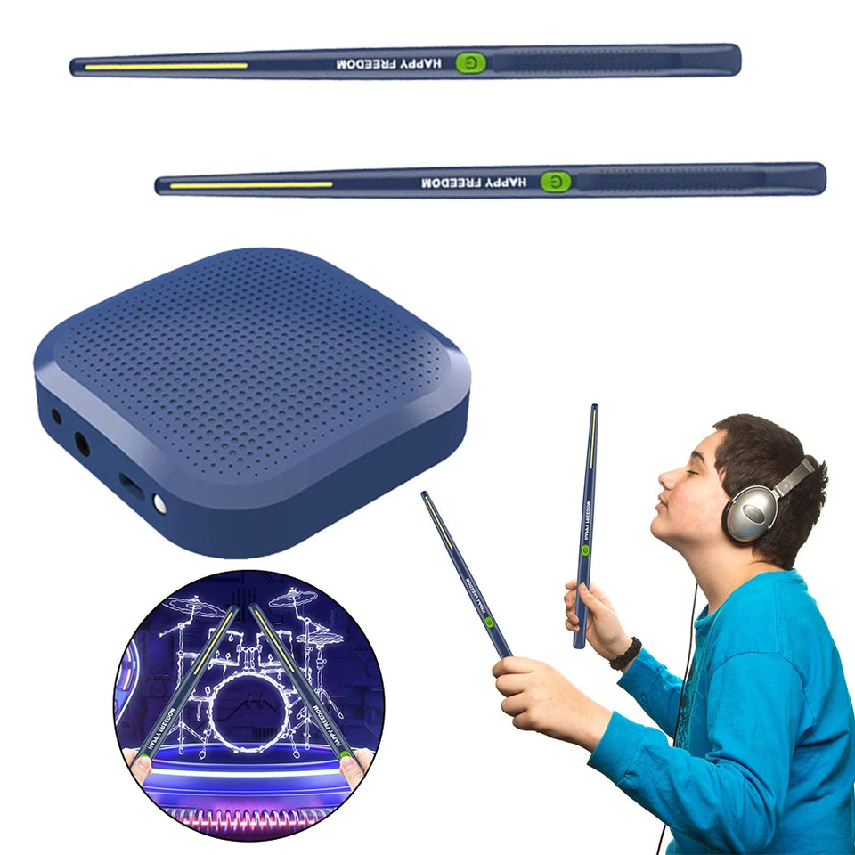 Electric Virtual Air Drum Set With Drumstick Pedal Somatosensory Virtual Reality Smart Wireless Electric Drum Musical Instrument