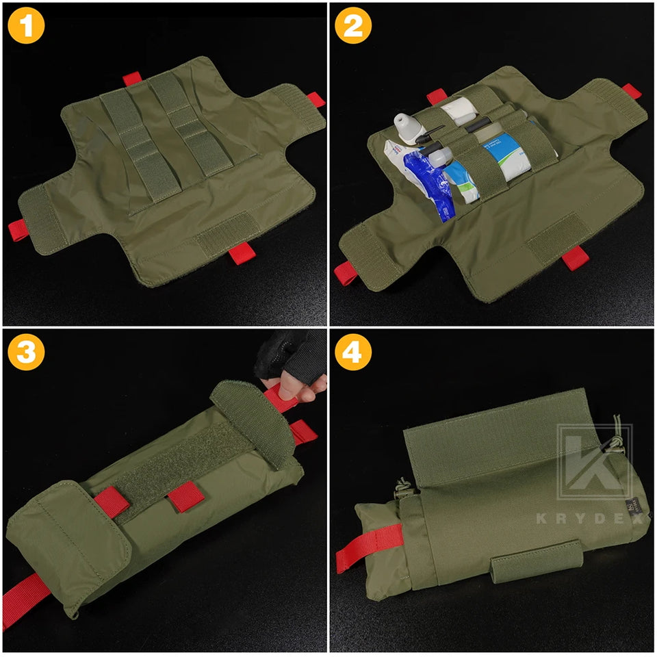KRYDEX Tactical Roll Up First AID Trauma Pouch Medical EMT IFAK Pouch Dangler Drop Dump Pouch For Vest Chest Rig Accessories