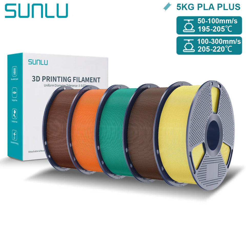 SUNLU Pla Plus 3D Filament 1.75mm Good Toughness Multicolor Neatly Wound PLA+ Filaments for FDM 3D Printing Materials 5KG