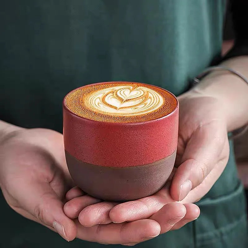 Japanese Ceramic Tea Cup Retro Matte Coarse Pottery Espresso Cups Handmade Coffee Ceramic Mug Drinkware Gift