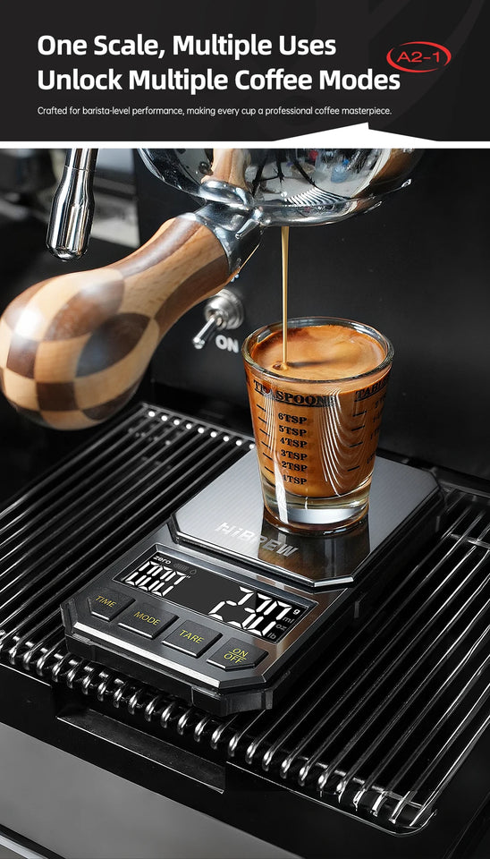 HiBREW 3000g/0.1g Digital Coffee Bean Electronic Scale with Auto Timer LED Screen High Precision Pour Over Coffee Easy to Carry