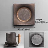 Japanese Vintage Tea Cup Set Ceramic Coffee Mug Rust Glaze Milk Cafe Cup with Wood Handle Water Cup Teacup Home Office Drinkware