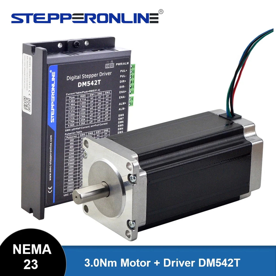 STEPPERONLINE Nema 23 Stepper Motor Open Loop Kit 3Nm 113mm and Driver DM542T for CNC Engraving Milling Machine