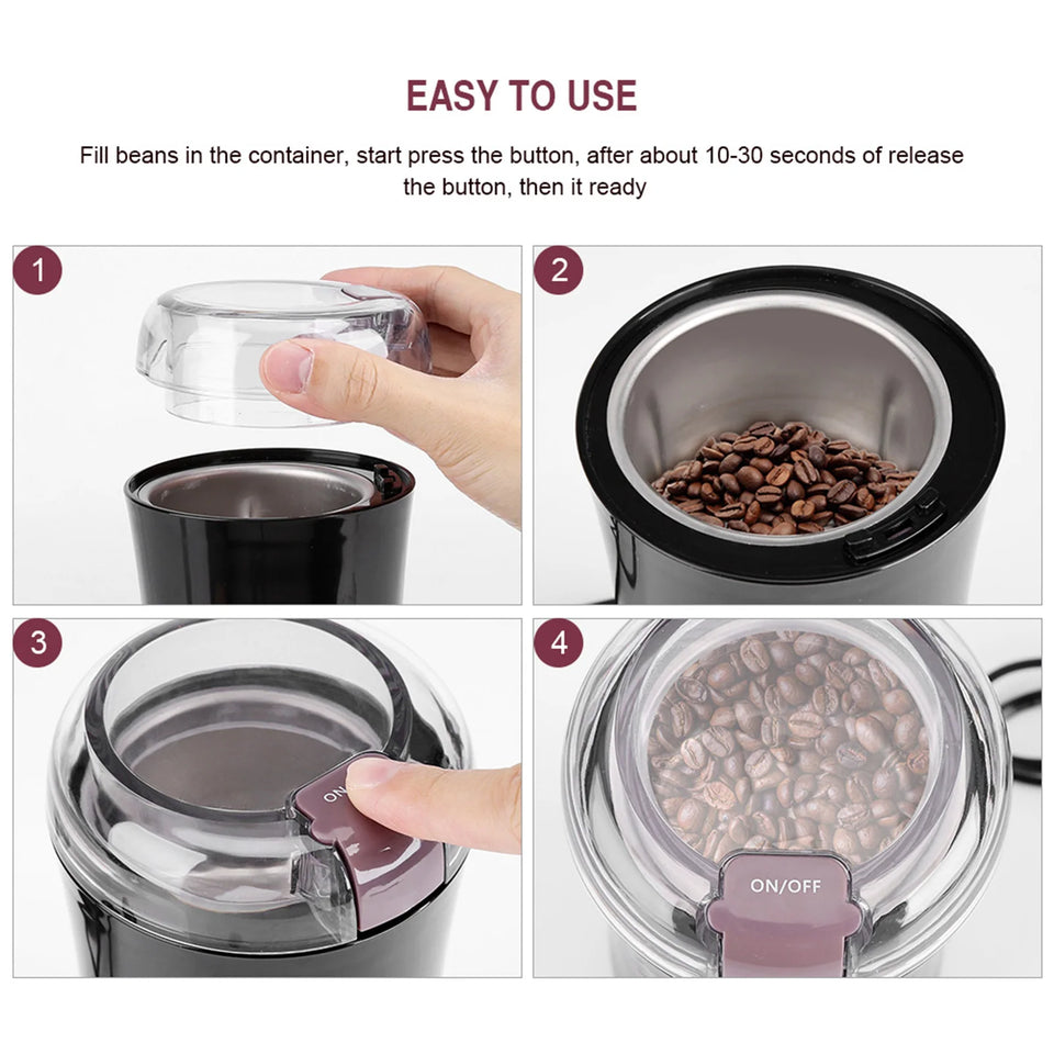 Black Fast-even Grinding Spice Grinders 400W Coffee Grinders for Grinding Coffee Beans Herbs Spices for Grinding Nuts Seeds