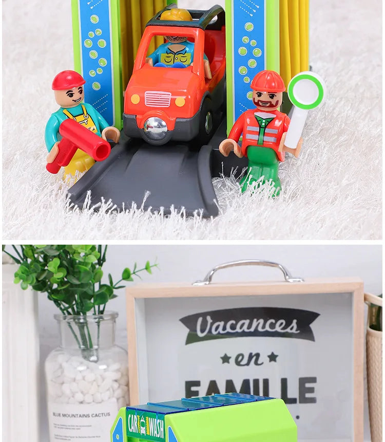Set Police Thief Catching Building Block Suit Compatible With Wooden Train Track Plastic Police Station Children's Toys Gifts