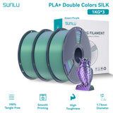 SUNLU Silk PLA PLUS 3D Filament 1.75mm Double Colors Silk Textures Pla+ Gradient Colors Filament for Most FDM 3D Printer 3KG