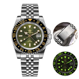 ADDIESDIVE Fashion GMT Watch for Men Super Luminous AD2050 Wristwatches Luxury Luminous 20Bar Diving Stainless Steel Man Watches