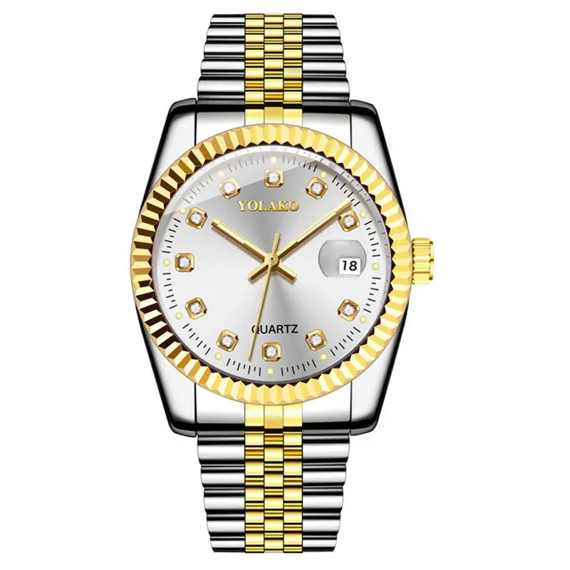 Fashion Diamond Calendar Mens Watches Business Luxury High Quality Quartz Watch For Men Stainless Steel Wristwatch Reloj Hombre