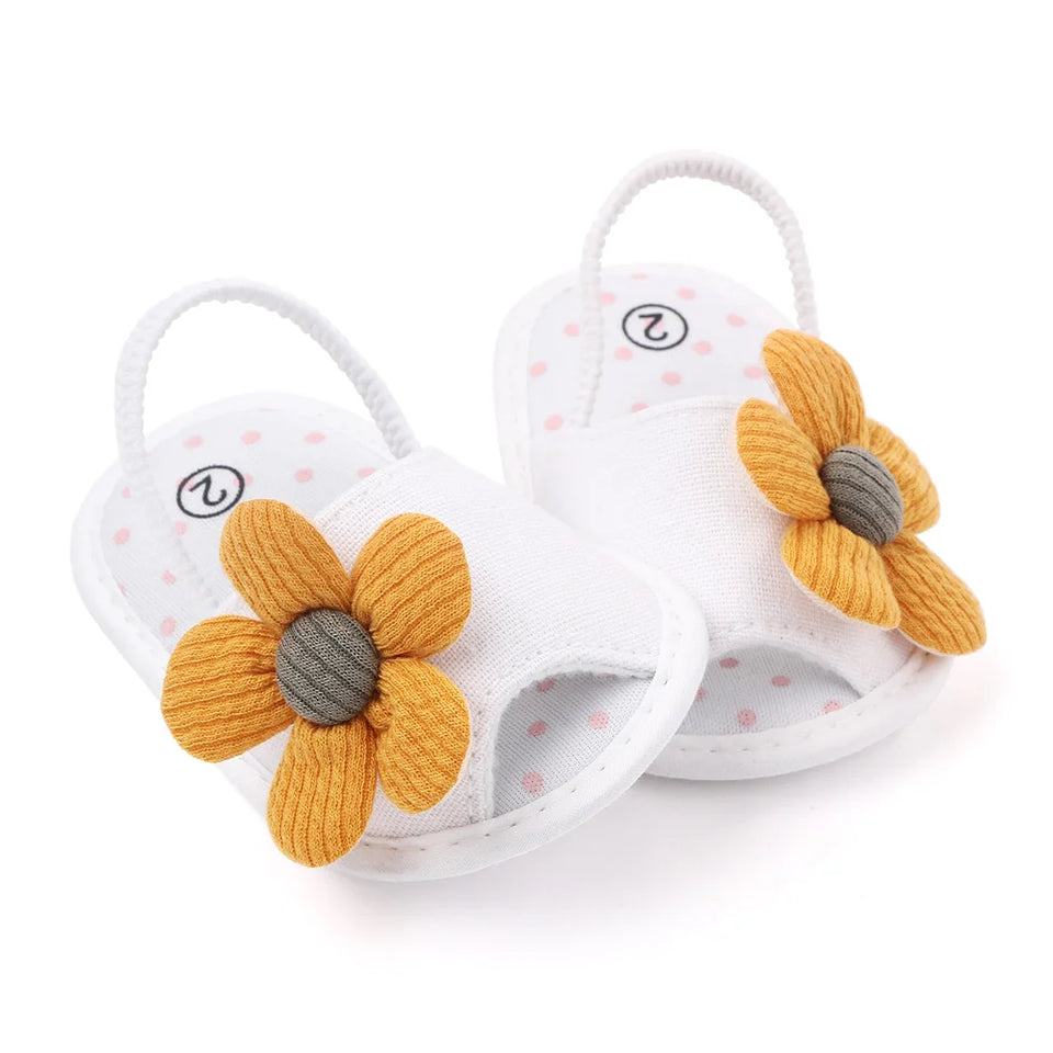 Baby Sandal with Hairband Cute Flower Design Soft Cotton Sandal for Spring and Summer Baby Girl 0-18M