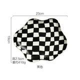 Ceramic Tray Checkerboard Jewelry Storage Plate Ring Earing Dessert Plate Home Decoration Retro Desk Organizer Kitchen Tableware