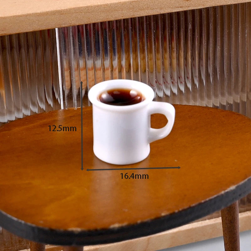 6pcs/ Set 1:12 Kitchen Toy Decoration Miniature Resin Coffee Cup Model Simulates Food And Beverage Home Tableware Decoration